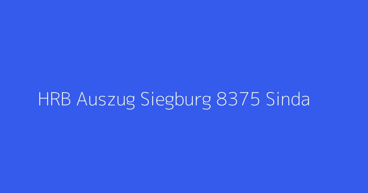 HRB Auszug Siegburg 8375 Sinda & Hirsch GmbH Hamm